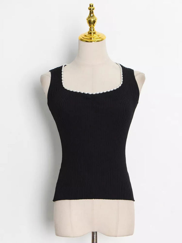 Chaleco Tejido con Cuello Perla Sweetheart para Mujer - Image 4