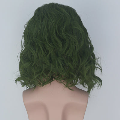 Peluca de Cabello Rizado Corto Estilo Anime Verde Simulado - Image 9