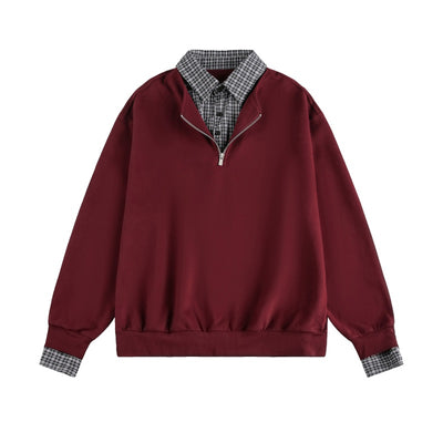 Sudadera Polo Falso Dos Piezas Hombre Estilo Universitario Otoño - Image 2