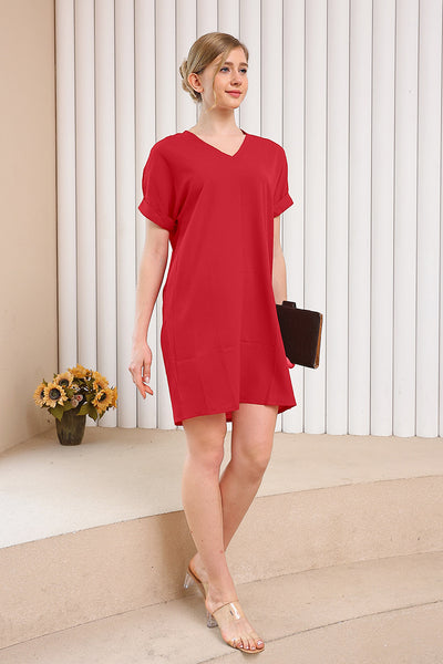 Vestido Corto Escote V Manga Corta para Casa y Descanso - Image 27