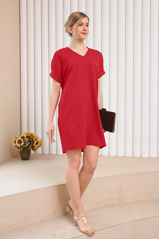 Vestido Corto Escote V Manga Corta para Casa y Descanso - Image 27