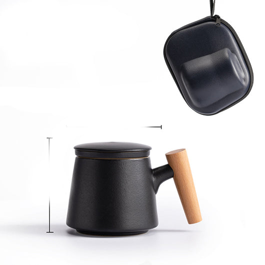 Taza de Cerámica Minimalista para Oficina con Mango de Madera - Image 10