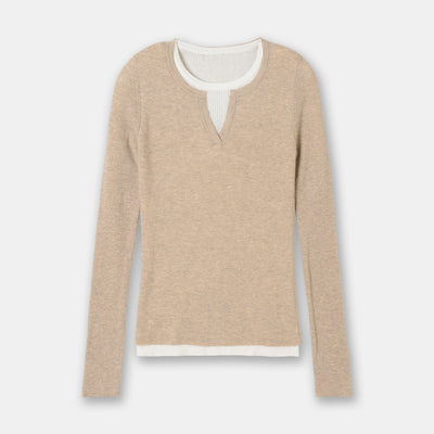 Suéter Ajustado Doble Textura con Cuello Redondo en Lana Merino - Image 6