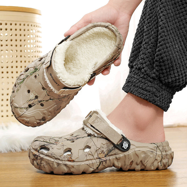 Pantuflas de Algodón con Suela Gruesa y Forro Polar - Zapatos Cálidos Cerrados