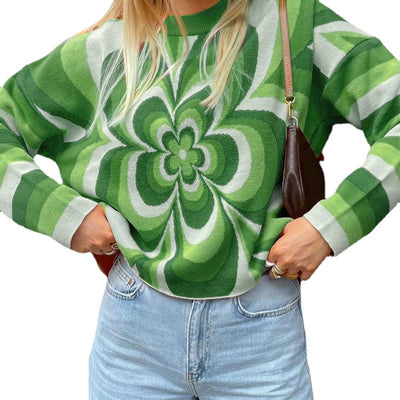 Blusa Suelta de Lana Fina con Estampado Floral