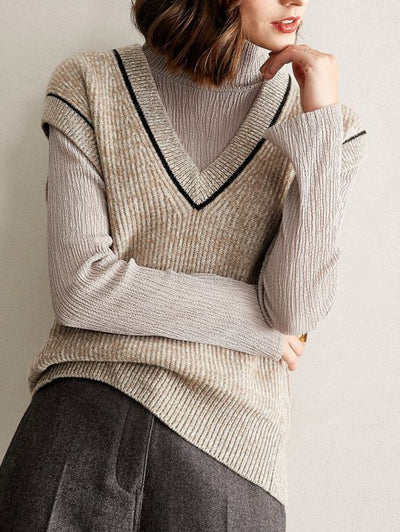 Chaleco de Lana Tejido Suelto Cuello en V - Diseño Versátil y Cómodo - Image 14