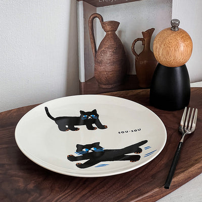 Plato de Cerámica Gato Negro - Vajilla Elegante para Desayuno y Ensalada - Image 14