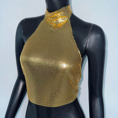 Chaleco Halter Estampado Leopardo con Lentejuelas - Image 10