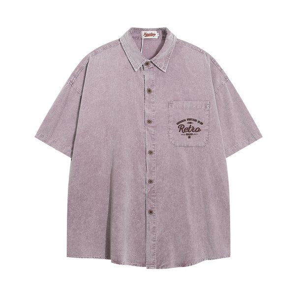 Camisa Casual Bordada con Bolsillo de Letra para Hombre