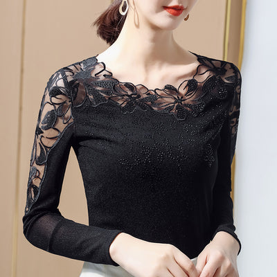 Blusa Occidental de Diamantes Manga Larga para Dama - Image 5