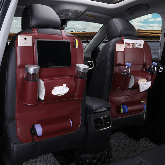 Organizador de Asiento Trasero de Cuero con Bolsas Plegables - Image 3