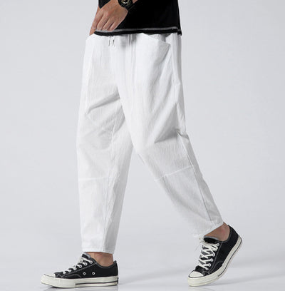 Pantalones Harem Cropped de Algodón y Lino Sueltos - Image 8