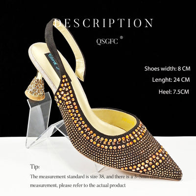 Tacones Altos Puntiagudos con Detalles Brillantes y Rayas - Image 8