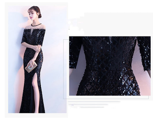 Vestido de Noche Elegante Host Catwalk Rombo Temperamento - Image 8