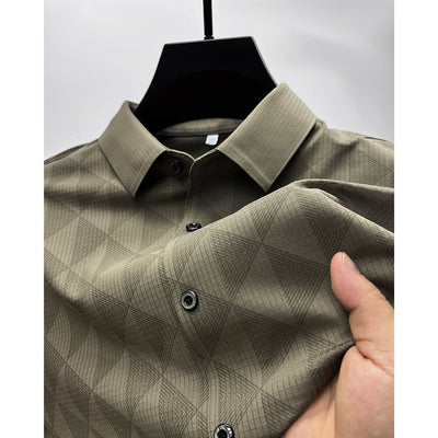 Camisa Manga Larga Ice Silk Slim Fit para Hombre - Image 8