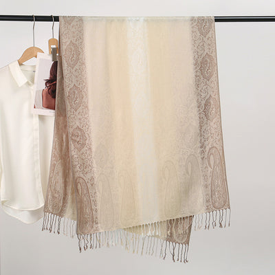 Chal Jacquard con Flecos - Protección Solar y Transpirabilidad - Image 3