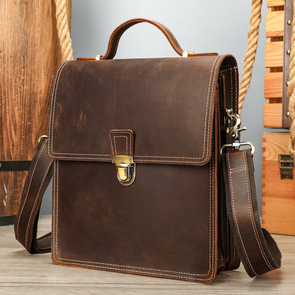 Bolsa Mensajera Vertical de Gran Capacidad con Diseño Cuadrado para Hombre