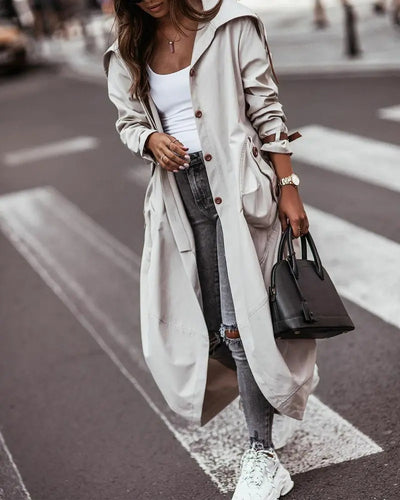 Gabardina Casual de Solapa Midi para Mujer - Estilo Versátil - Image 6