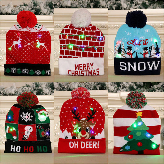 Gorro Navideño Luminoso de Punto con Luces LED - Ideal para Niños y Decoración
