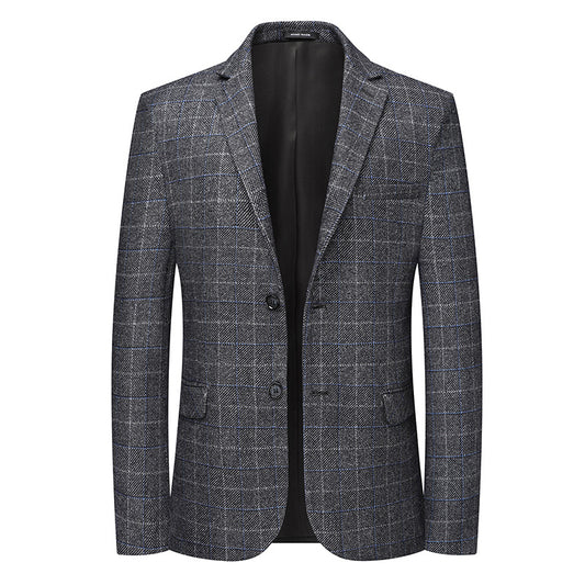 Blazer Cuadros Casual Elegante de Solapa Simple