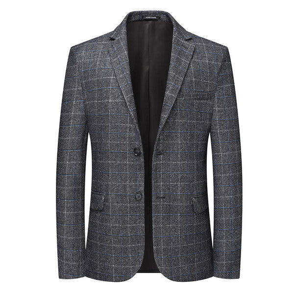 Blazer Cuadros Casual Elegante de Solapa Simple