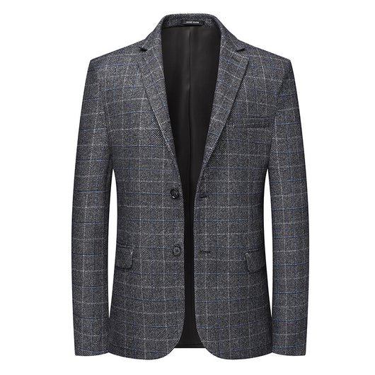 Blazer Cuadros Casual Elegante de Solapa Simple