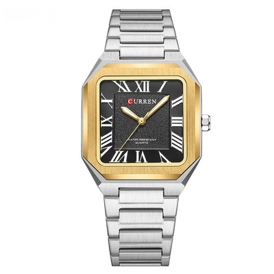 Reloj de Cuarzo Impermeable para Hombre con Números Romanos y Correa de Acero Inoxidable - Image 6