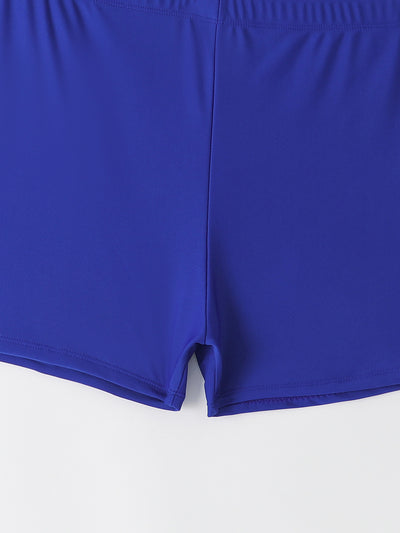 Plus size red two-piece swimsuit with a sling top and a laser-cut swim skirt, worn with a straw hat. - Image 19