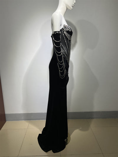 Vestido Largo con Pliegues y Abertura en Piso - Image 10