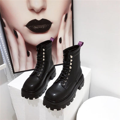 Botas Cortas con Plataforma y Cordones - Tacón Medio para Mujer - Image 10