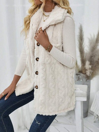 Chaleco Cardigan Reversible de Felpa con Solapa Casual - Image 10
