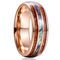 Mens 8mm Rose Dorado Triple-Groove Stainless Steel Ring Rose Dorado No 6