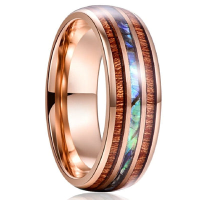 Anillo de Acero Inoxidable Dorado Rosa para Hombre con Triple Surco 8mm - Image 3