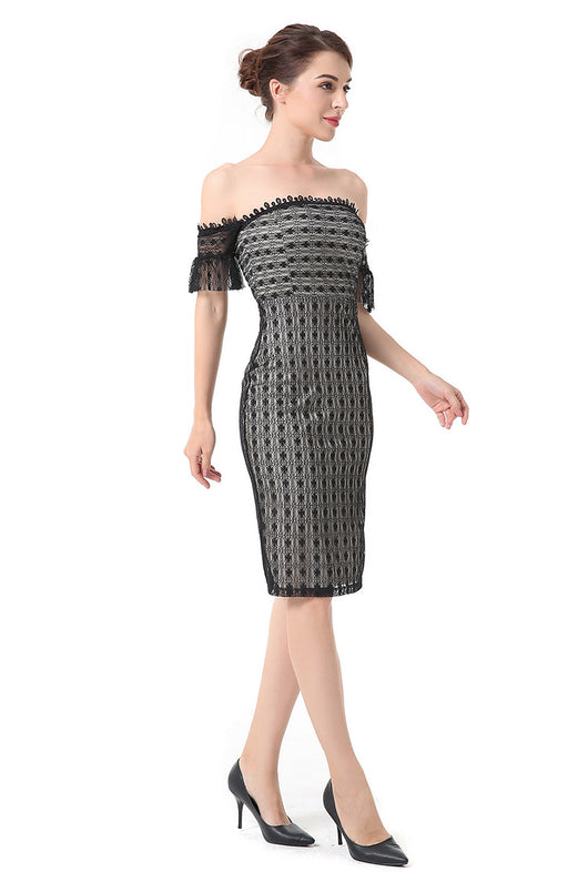 Vestido de Fiesta Slim Fit con Contraste de Encaje y Cuello Camisero - Image 12