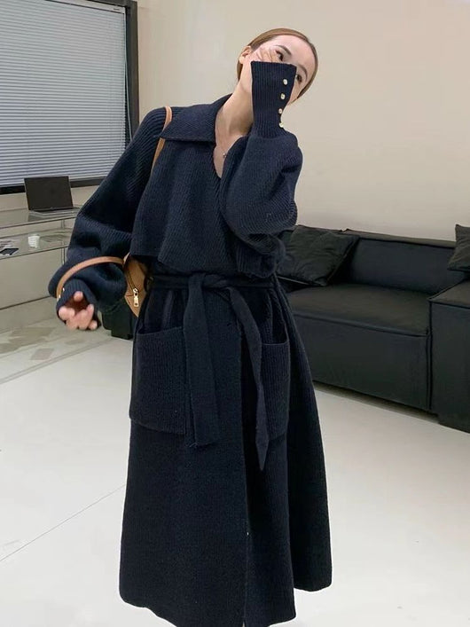 Abrigo Tejido Elegante con Cinturón para Otoño e Invierno - Image 12
