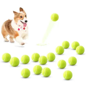 Pink rubber pet tennis ball, bite-resistant, for dogs to play fetch and chew.