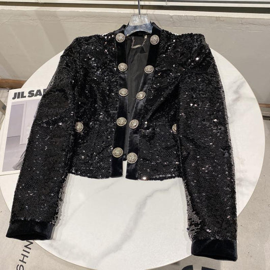 Blazer de Lentejuelas Doble Botonadura para Mujer - Estilo Industrial - Image 9