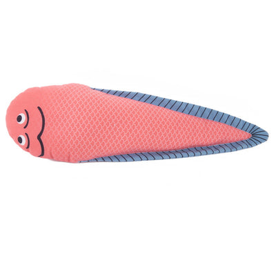 Blue star-spotted fish cat toy with orange fins and tail, 23cm long and 9cm wide, filled with catnip. - Image 19