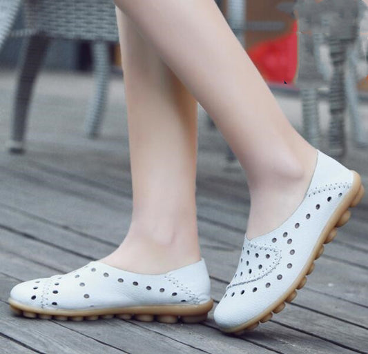 Zapatos Planos de Cuero para Mujer con Tacón Bajo