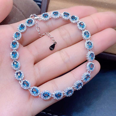 Pulsera de Topacio Azul Natural con Cristales de Precisión - Image 8