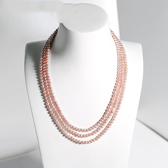 Collar de Perlas de Agua Dulce en Tres Capas