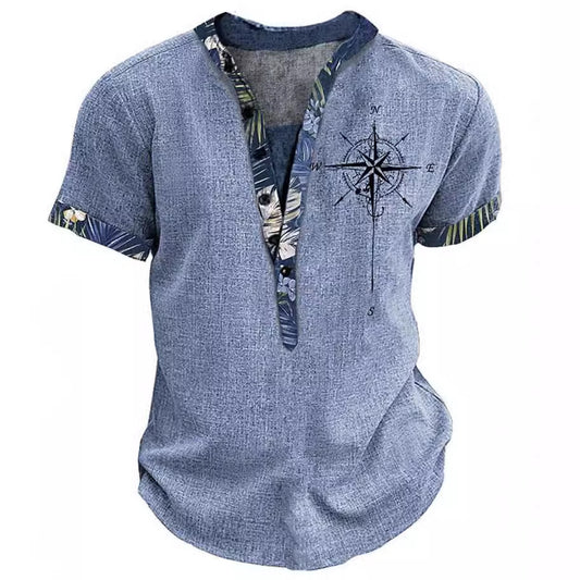 Playera Estampada 3D Estilo Europeo Americano con Botones para Jóvenes
