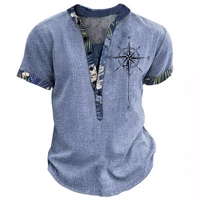 Playera Estampada 3D Estilo Europeo Americano con Botones para Jóvenes
