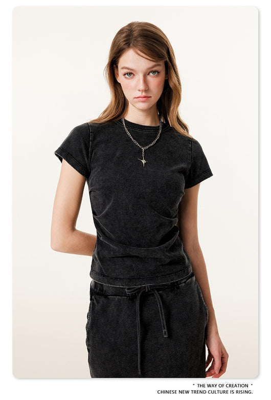 Camiseta Americana de Cintura Fruncida con Efecto Reductor - Image 14