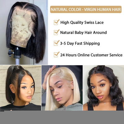 Peluca Bob Liso con Encaje Frontal Transparente 13x4 Cabello Natural - Image 5