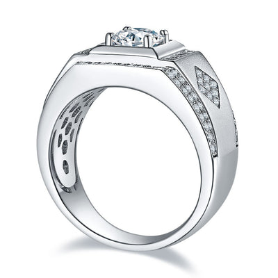 Anillo de Bodas para Hombre Plata 925 con Moissanita de Quilate Completo - Image 9