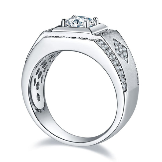 Anillo de Bodas para Hombre Plata 925 con Moissanita de Quilate Completo - Image 9