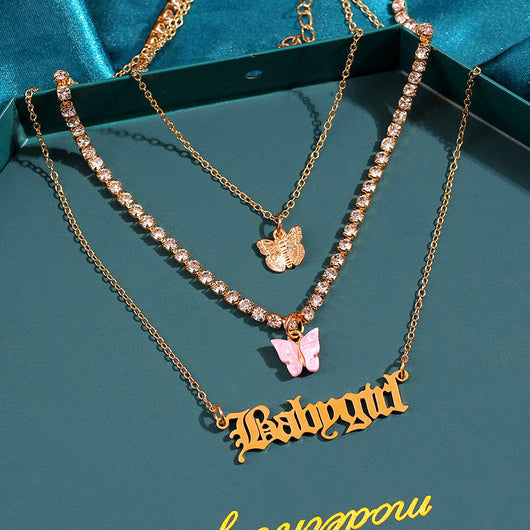 Collar Mariposa de Resina y Metal con Iniciales Personalizadas Multicapa - Image 13