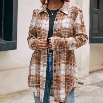Chaqueta Camisa Cuadros Suelta y Cómoda en Felpa para Mujer - Image 11