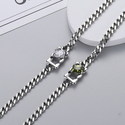 Pulsera de Plata Esterlina S925 con Diamantes Geométricos Vintage - Image 5